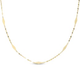 3.2mm Mirror Chain Station Necklace Solid 10K Yellow Gold 18"