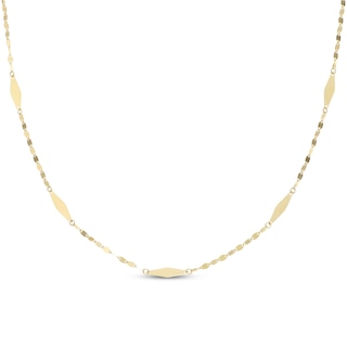 3.2mm Mirror Chain Station Necklace Solid 10K Yellow Gold 18&quot 