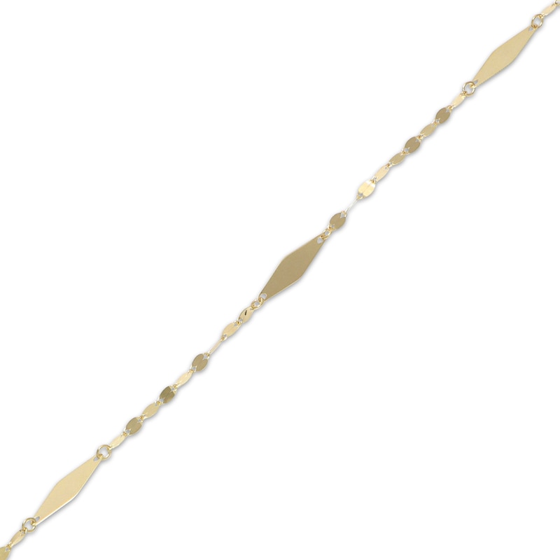 Main Image 2 of 3.2mm Mirror Chain Station Necklace Solid 10K Yellow Gold 18"