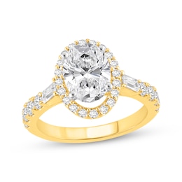 Now + Forever Oval-Cut Lab-Grown Diamond Halo Engagement Ring 2-1/4 ct tw 14K Yellow Gold