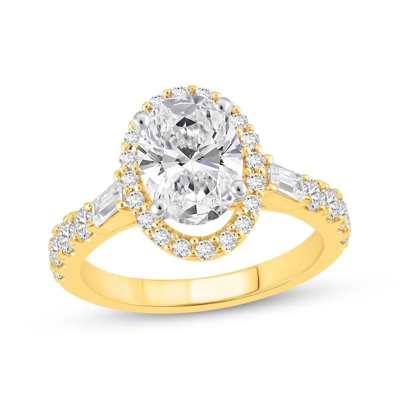 Main Image 1 of Now + Forever Oval-Cut Lab-Grown Diamond Halo Engagement Ring 2-1/4 ct tw 14K Yellow Gold