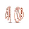 Thumbnail Image 1 of Diamond Three-Row Staggered Huggie Hoop Earrings 1/4 ct tw 10K Rose Gold