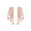 Thumbnail Image 2 of Diamond Three-Row Staggered Huggie Hoop Earrings 1/4 ct tw 10K Rose Gold