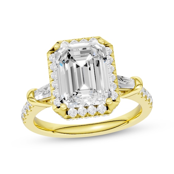 Lab-Grown Diamonds Emerald-Cut Engagement Ring 3-3/4 ct tw 14K Yellow Gold