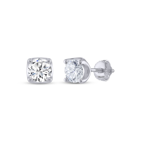 THE LEO Legacy Lab-Grown Diamond Round-Cut Solitaire Stud Earrings 1-1/2 ct tw 14K White Gold (F/VS2)