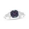 Thumbnail Image 1 of Cushion-Cut Lab-Created Alexandrite & White Lab-Created Sapphire Ring Sterling Silver