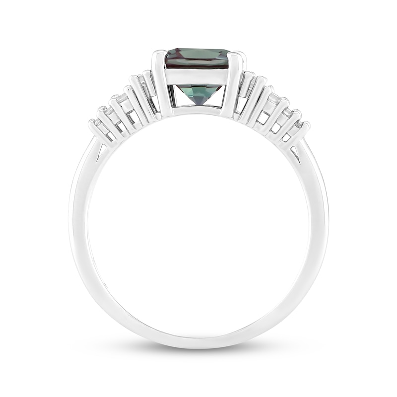 Main Image 2 of Cushion-Cut Lab-Created Alexandrite & White Lab-Created Sapphire Ring Sterling Silver