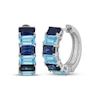 Thumbnail Image 1 of Emerald-Cut Swiss Blue Topaz & Blue Lab-Created Sapphire Hoop Earrings Sterling Silver