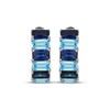Thumbnail Image 2 of Emerald-Cut Swiss Blue Topaz & Blue Lab-Created Sapphire Hoop Earrings Sterling Silver