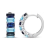 Thumbnail Image 3 of Emerald-Cut Swiss Blue Topaz & Blue Lab-Created Sapphire Hoop Earrings Sterling Silver