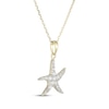 Thumbnail Image 2 of White Lab-Created Sapphire Starfish Necklace 10K Yellow Gold 18"