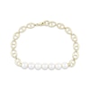Thumbnail Image 1 of Cultured Pearl & Mariner Chain Bracelet 10K Yellow Gold 7.25"