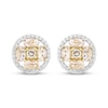 Thumbnail Image 2 of Oval-Cut Morganite & White Lab-Created Sapphire Stud Earrings 10K Yellow Gold