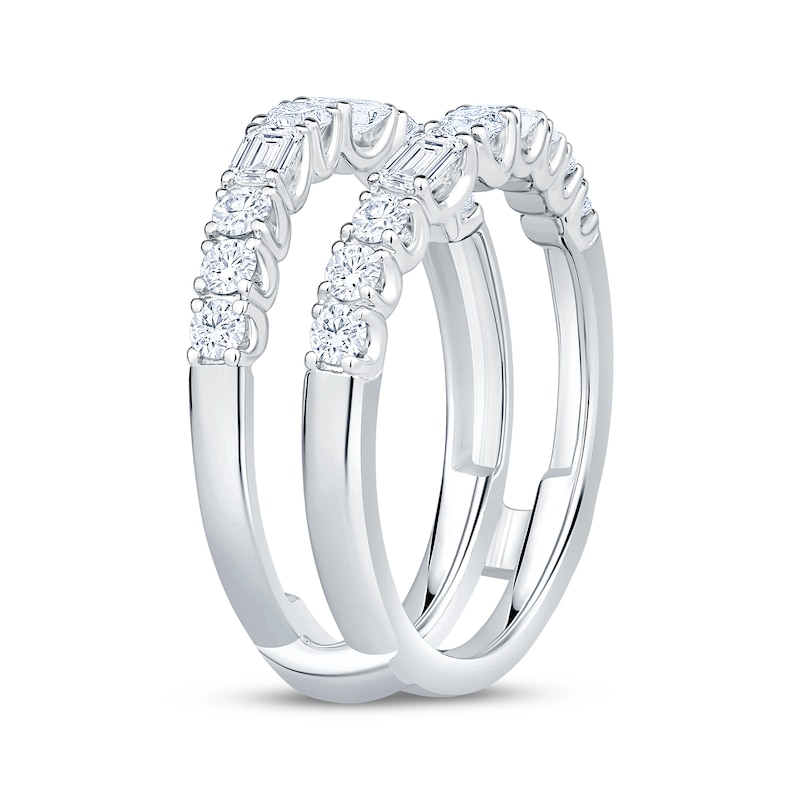 Main Image 2 of Lab-Grown Diamonds Round & Emerald-Cut Enhancer Ring 1 ct tw 14K White Gold