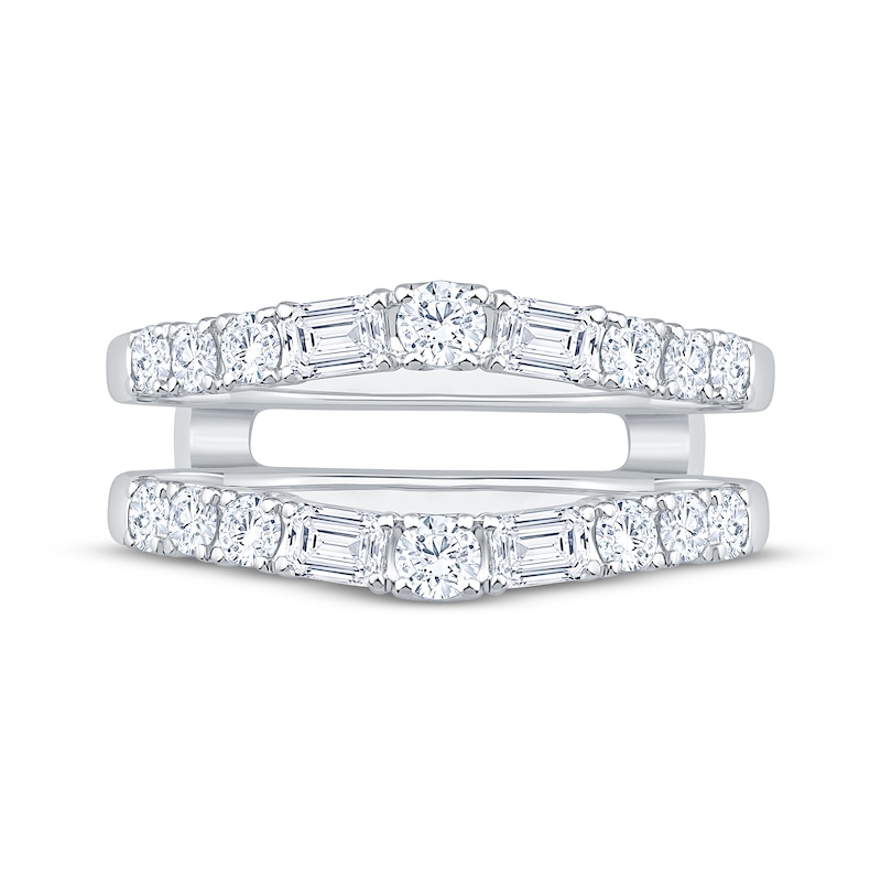 Main Image 3 of Lab-Grown Diamonds Round & Emerald-Cut Enhancer Ring 1 ct tw 14K White Gold