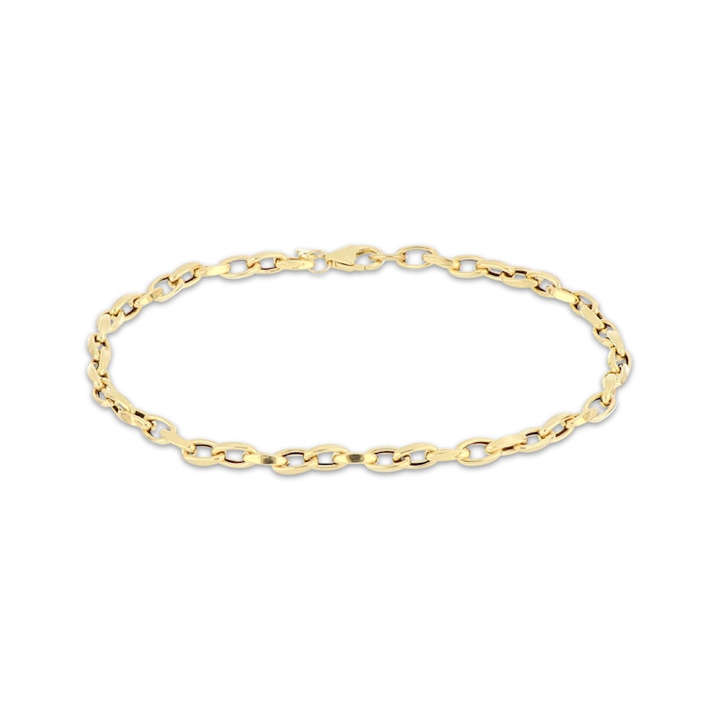 Main Image 1 of 4mm Oval Link Chain Bracelet Hollow 10K Yellow Gold 7.5"