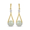 Thumbnail Image 2 of Cultured Pearl & White Lab-Created Sapphire Teardrop Dangle Earrings 24K Yellow Gold Vermeil Sterling Silver