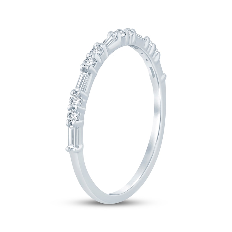 Main Image 2 of Lab-Grown Diamonds Round & Baguette-Cut Anniversary Ring 1/3 ct tw 10K White Gold