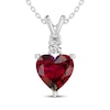 Thumbnail Image 1 of Heart-Shaped Lab-Created Ruby & White Lab-Created Sapphire Necklace Sterling Silver 18"