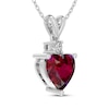 Thumbnail Image 2 of Heart-Shaped Lab-Created Ruby & White Lab-Created Sapphire Necklace Sterling Silver 18"