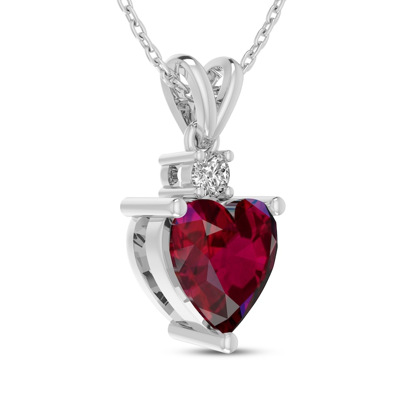 Main Image 2 of Heart-Shaped Lab-Created Ruby & White Lab-Created Sapphire Necklace Sterling Silver 18"