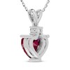 Thumbnail Image 3 of Heart-Shaped Lab-Created Ruby & White Lab-Created Sapphire Necklace Sterling Silver 18"