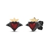 Thumbnail Image 1 of Disney Treasures Alice in Wonderland Heart-Shaped Garnet & Black Diamond Accent Stud Earrings Sterling Silver & 10K Yellow Gold