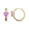 Thumbnail Image 3 of STUDIO BY KAY Heart-Shaped Pink Lab-Created Sapphire Solitaire Huggie Hoop Earrings 24K Yellow Gold Vermeil Sterling Silver