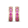 Thumbnail Image 2 of STUDIO BY KAY Lab-Created Ruby & Pink Lab-Created Sapphire Ombré Hoop Earrings 24K Yellow Gold Vermeil Sterling Silver
