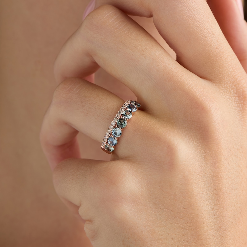 Main Image 5 of Le Vian Montana Sapphire Ombré Ring 1/5 ct tw Diamonds 14K Strawberry Gold