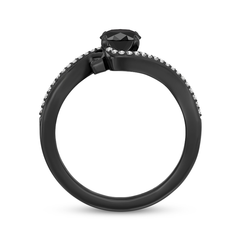 Main Image 3 of Disney Treasures The Nightmare Before Christmas Oval-Cut Black Onyx & Diamond Wave Ring 1/6 ct tw Black Rhodium-Plated Sterling Silver