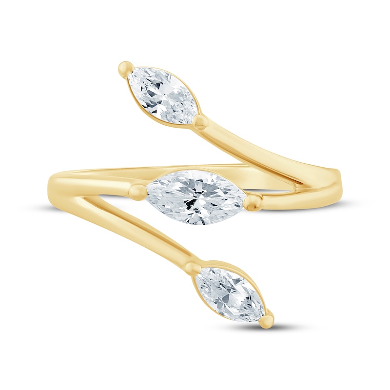 Main Image 3 of KAY Lab-Grown Diamonds Marquise-Cut Bypass Wrap Ring 3/4 ct tw 10K Yellow Gold