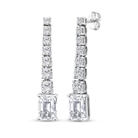 KAY Lab-Grown Diamonds Round & Emerald-Cut Graduated Drop Earrings 3 ct tw 10K White Gold