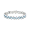 Thumbnail Image 1 of Square-Cut Swiss Blue Topaz & White Lab-Created Sapphire Bracelet Sterling Silver 7.25"