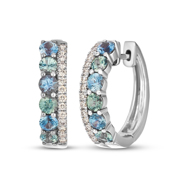 Main Image 1 of Le Vian Montana Sapphire Ombré Hoop Earrings 1/5 ct tw Diamonds 14K Vanilla Gold