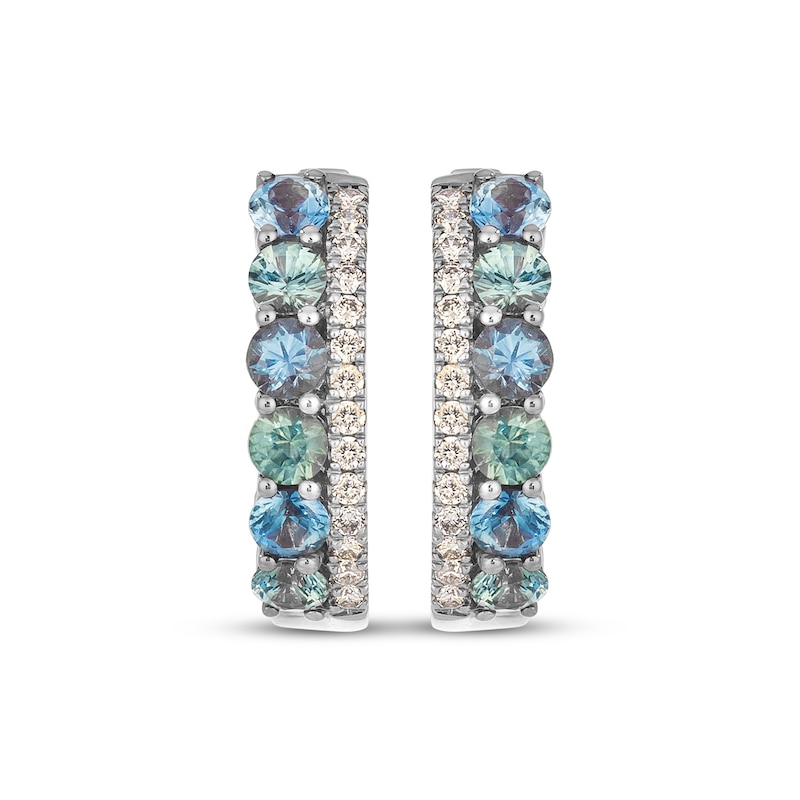 Main Image 2 of Le Vian Montana Sapphire Ombré Hoop Earrings 1/5 ct tw Diamonds 14K Vanilla Gold