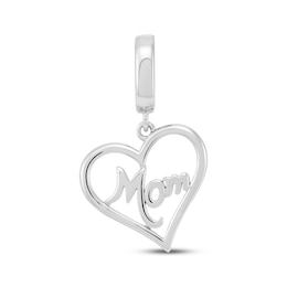 Charmed Memories "Mom" Open Heart Charm Sterling Silver