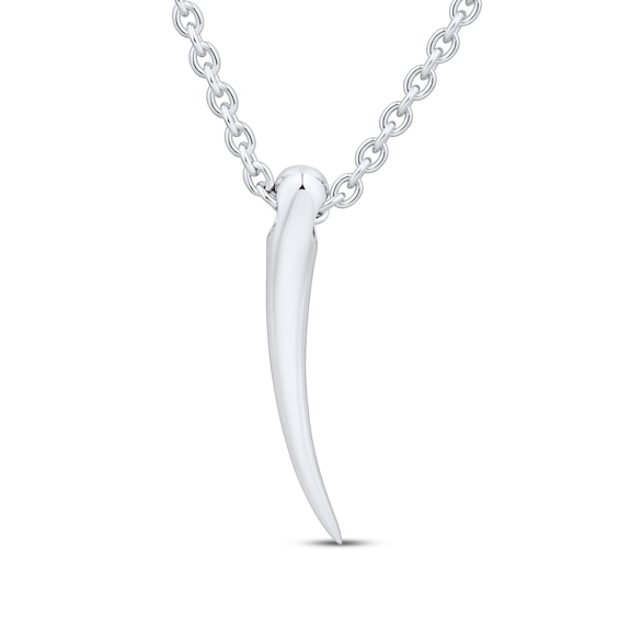 Horn Necklace Sterling Silver 22"