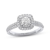Thumbnail Image 1 of THE LEO Diamond Round-Cut Cushion Double Halo Engagement Ring 3/4 ct tw 14K White Gold