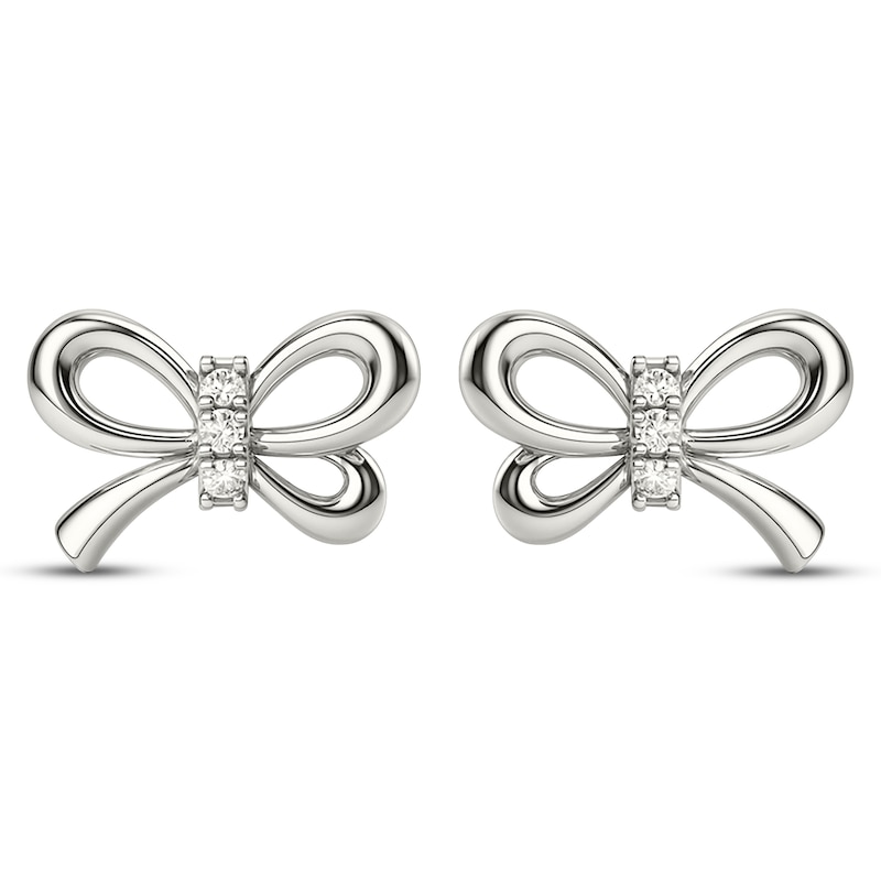 Main Image 2 of Diamond Bow Stud Earrings 1/10 ct tw Sterling Silver