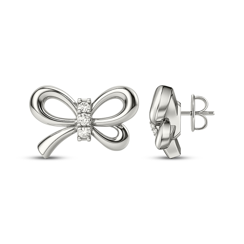 Main Image 3 of Diamond Bow Stud Earrings 1/10 ct tw Sterling Silver