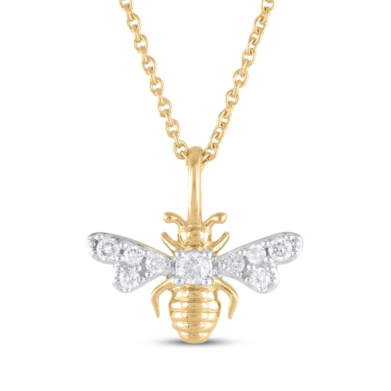 STUDIO BY KAY Lab-Grown Diamond Bee Necklace 1/6 ct tw 24K Yellow Gold Vermeil Sterling Silver 18"