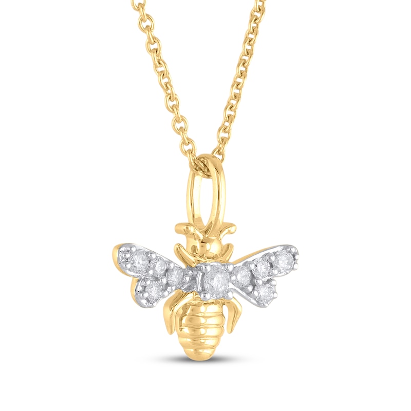 Main Image 2 of STUDIO BY KAY Lab-Grown Diamond Bee Necklace 1/6 ct tw 24K Yellow Gold Vermeil Sterling Silver 18"