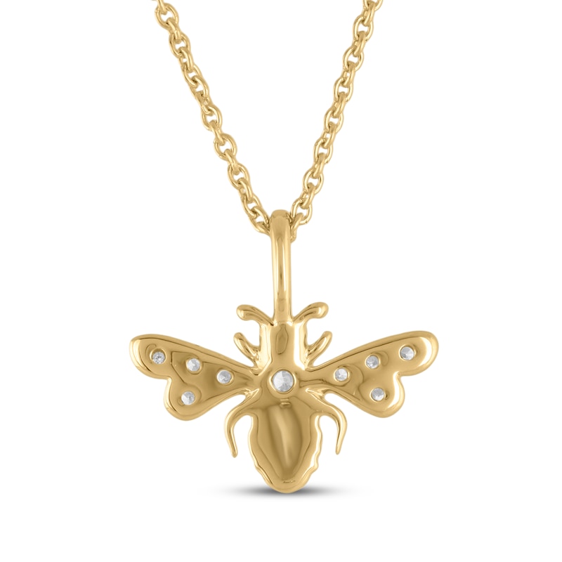 Main Image 3 of STUDIO BY KAY Lab-Grown Diamond Bee Necklace 1/6 ct tw 24K Yellow Gold Vermeil Sterling Silver 18"