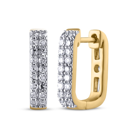 STUDIO BY KAY Lab-Grown Diamond Two-Row Angled Hoop Earrings 1/2 ct tw 24K Yellow Gold Vermeil Sterling Silver