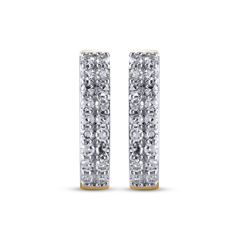 Main Image 2 of STUDIO BY KAY Lab-Grown Diamond Two-Row Angled Hoop Earrings 1/2 ct tw 24K Yellow Gold Vermeil Sterling Silver