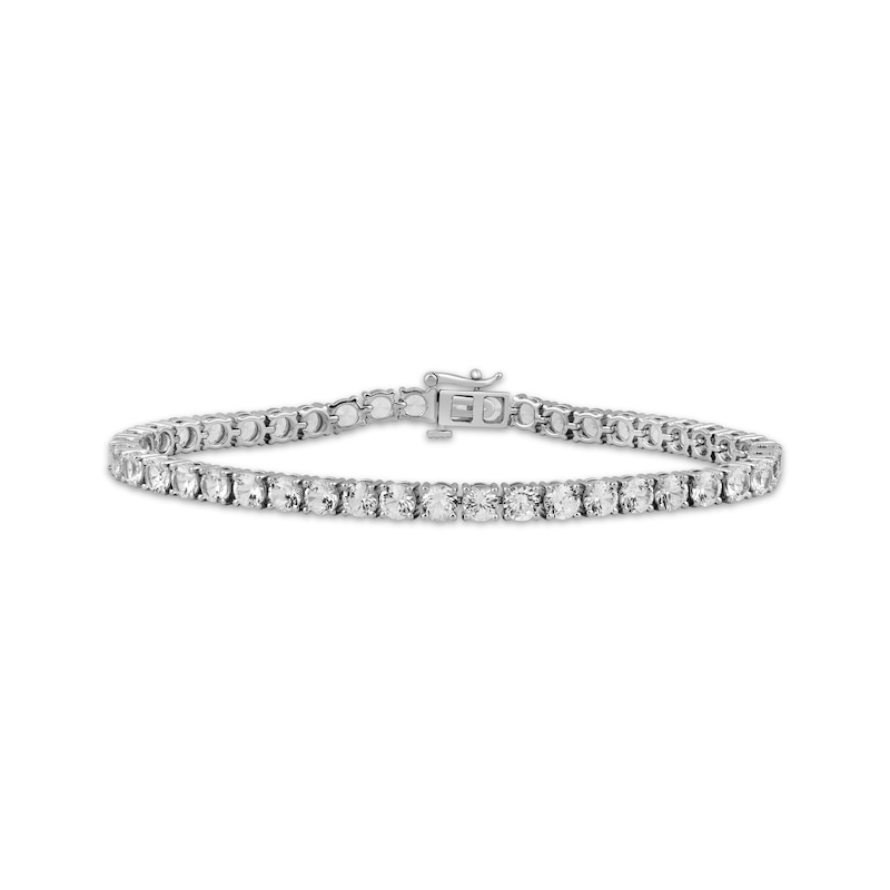 Main Image 1 of White Lab-Created Sapphire Line Bracelet Sterling Silver 7.5"