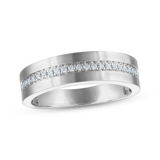 Now + Forever Men's Diamond Satin-Finish Wedding Band 1/5 ct tw 10K White Gold