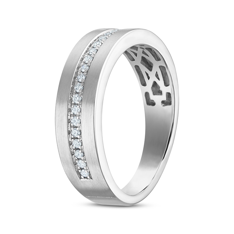Main Image 2 of Now + Forever Men's Diamond Satin-Finish Wedding Band 1/5 ct tw 10K White Gold