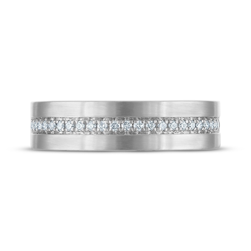 Main Image 3 of Now + Forever Men's Diamond Satin-Finish Wedding Band 1/5 ct tw 10K White Gold